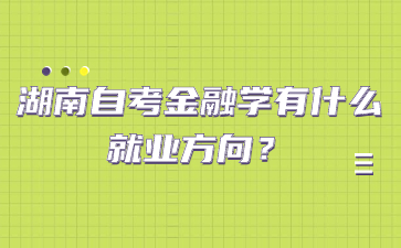 湖南自考金融學(xué)有什么就業(yè)方向？